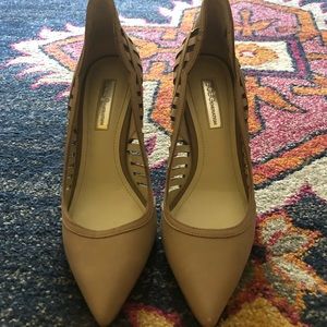 BCBG Nude suede stilettos.  Worn once!
